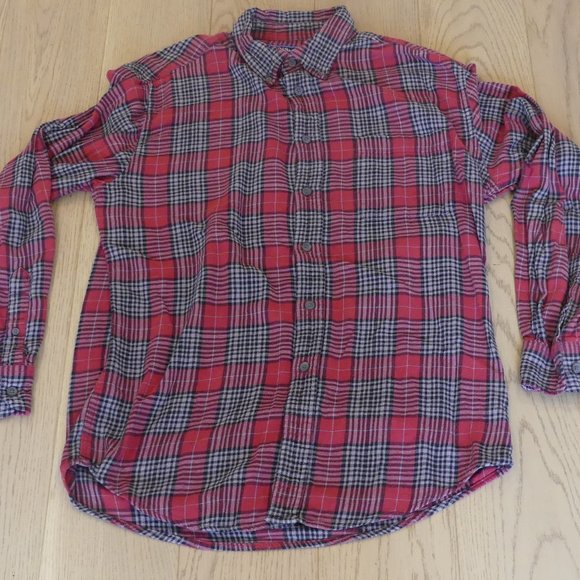 Croft & Barrow Red/Grey Plaid Medium Button Down Shirt - Picture 1 of 5